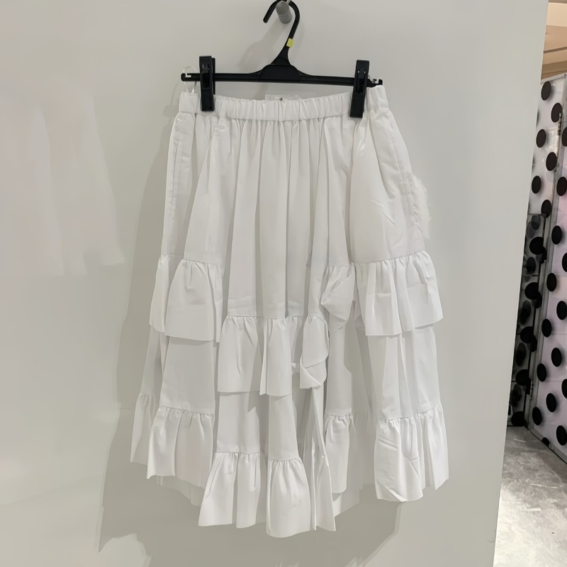 CDG KZYU 25春夏新款纯色层层花边蛋糕裙中长款半身裙女款裙子潮|undefined
