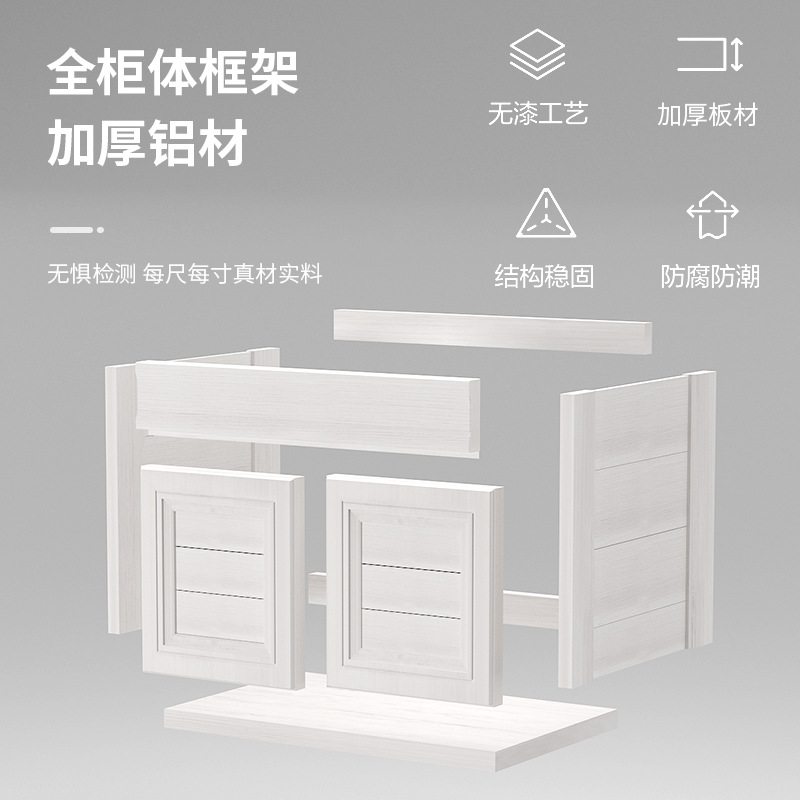 Combinación de gabinete de baño de aluminio espacial pequeño apartamento mini lavabo baño pequeño tamaño a prueba de agua combinación de gabinete de lavabo