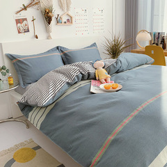 Small fresh pure cotton four-piece set ins cotton three-piece dormitory bed sheet quilt cover printed bedding four-piece set wholesale