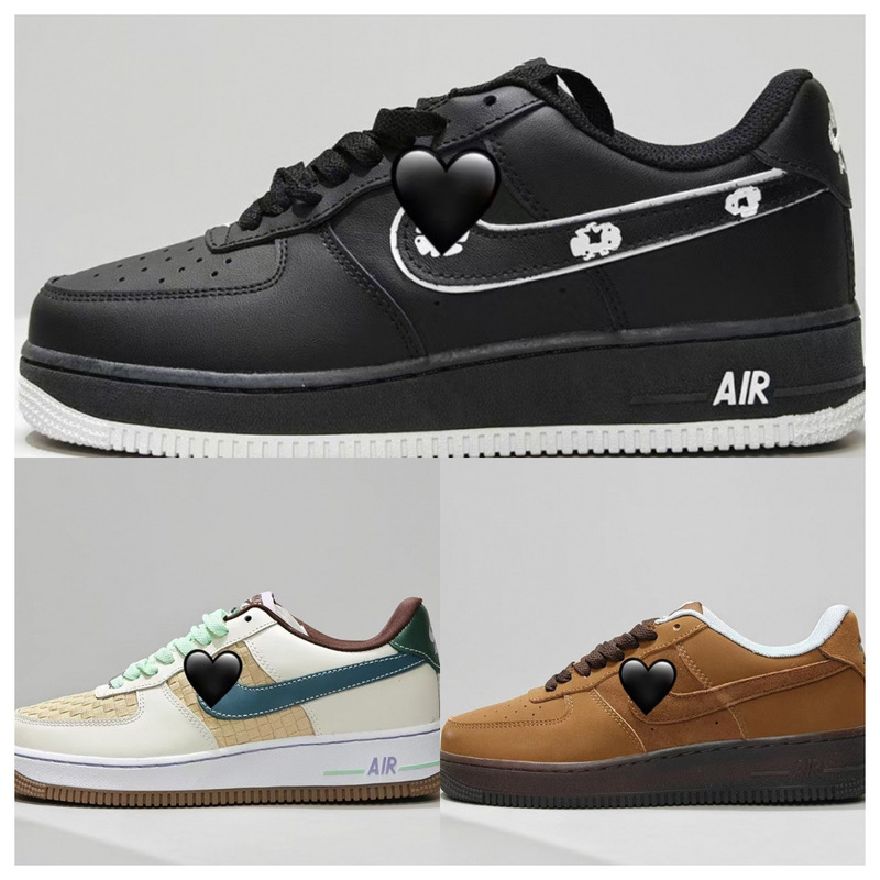 Cross-border, authentic Air Force 1 "07 Low, white with floral graffiti design, leather upper, air cushion, thick sole, unisex style, versatile shoes