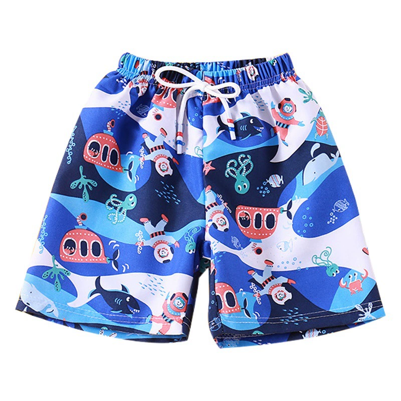 Летние детские шорты, пляжные плавки, плавки для мальчиков, Повседневная Свободная верхняя одежда, большие брюки, модные пятиконечные брюки с героями мультфильмов