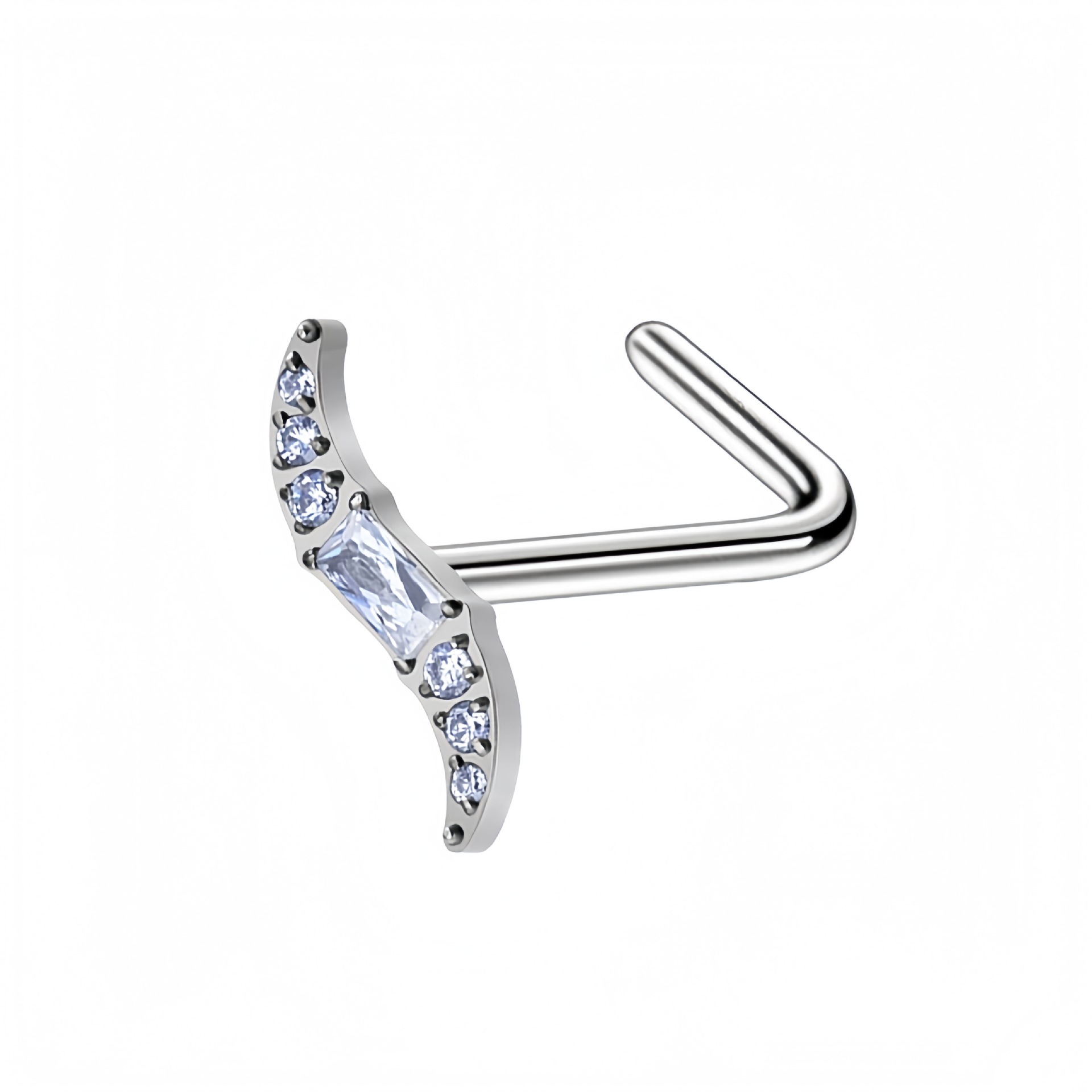 Nesepiercing i rustfritt stål med zirkon flere stiler_voghion.com