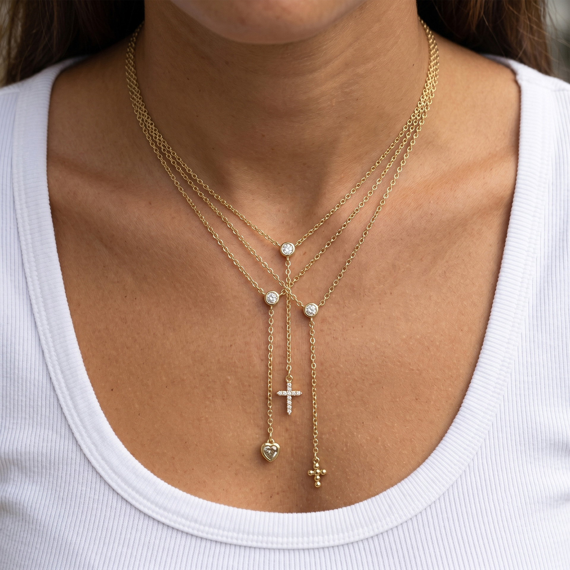 (Cross-border trading), fashionable brass necklace heart shaped, chain for key bag , European style, simple and elegant design, 18 carat