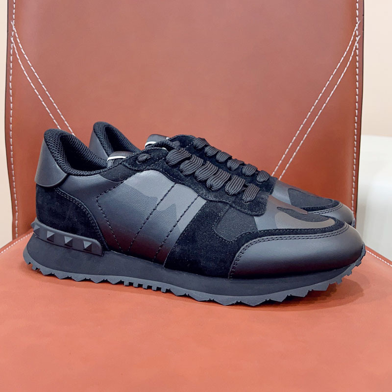 Estación europea transfronteriza VT camuflaje zapatilla masculina versión alta de remaches gruesa-suela de cuero moda casual encaje hasta color marea zapatos