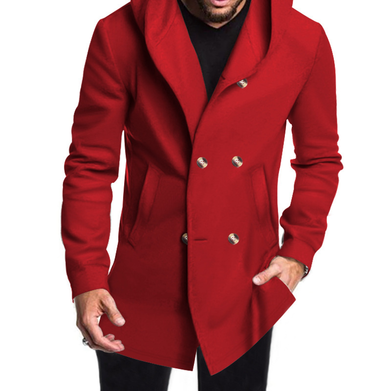 2024 New Men's Mid length Slim Fit Windbreaker Hooded Casual Solid Coat_voghion.com