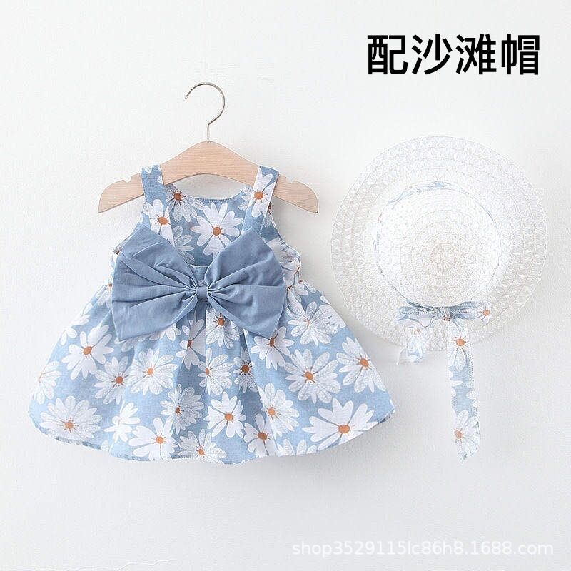 Blue bottom chrysanthemum dress (send hat)