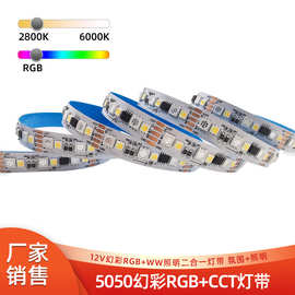 5050RGB+CCT幻彩灯带 12v正暖白光双色温落地灯条墙角氛围流水led
