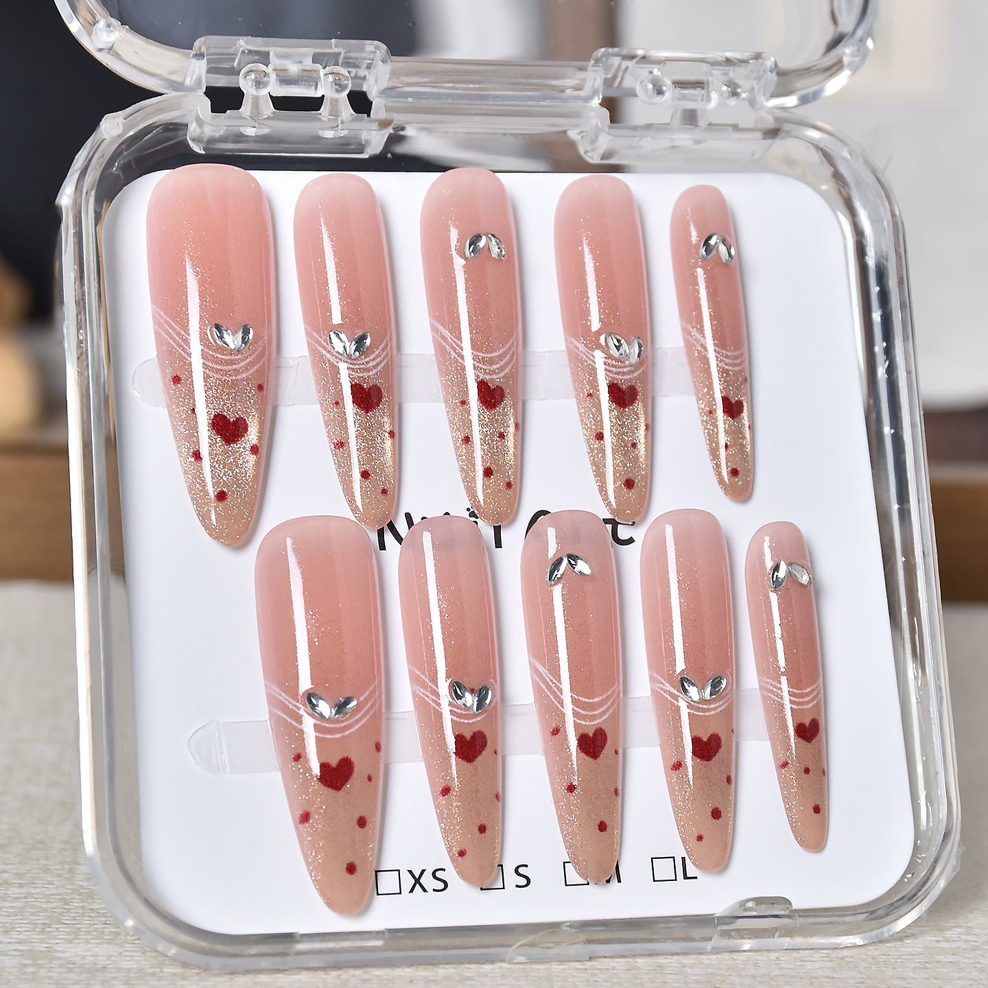 Caja transparente para usar uñas tienda física al por mayor barraca de uñas parches de uñas parches de uñas falsas desmontables