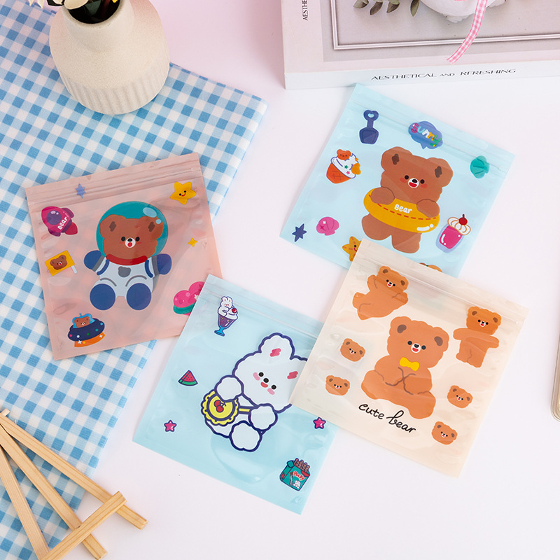 可爱软萌卡通图案 生日贺卡糖果小饰品包装袋 小熊自封袋