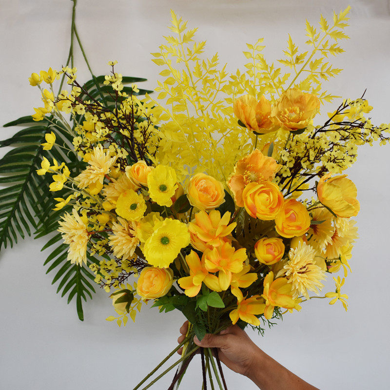 Yellow artificial flower wedding sunflower flower bouquet wedding hall decoration artificial flower photography yellow silk flower wholesale