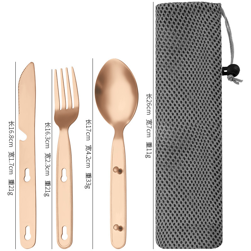 Cuchillo de vajilla al aire libre de acero inoxidable extraíble transfronterizo 410, tenedor y cuchara 3-en-1 de camping multifunción tenedor y cuchara vajilla portátil