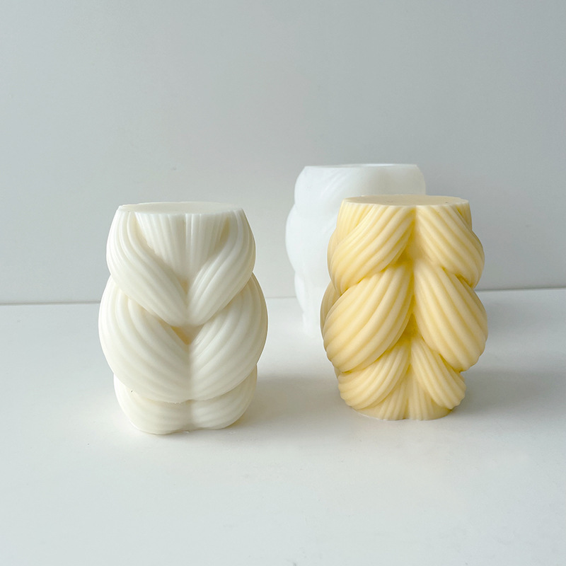 Cuerda de cáñamo tejido columna aromaterapia vela silicona molde de silicona DIY geométrica onda cuerda de cáñamo vela molde de yeso en stock