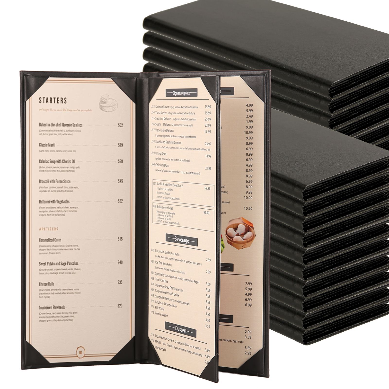 10件装现货皮革菜单本酒店西餐厅菜牌价目表买单本多页PU菜单夹