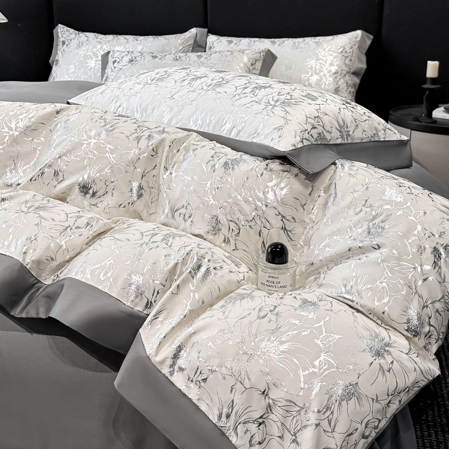 Set de capa de edredão refrescante seda de gelo jacquard luxo_voghion.com