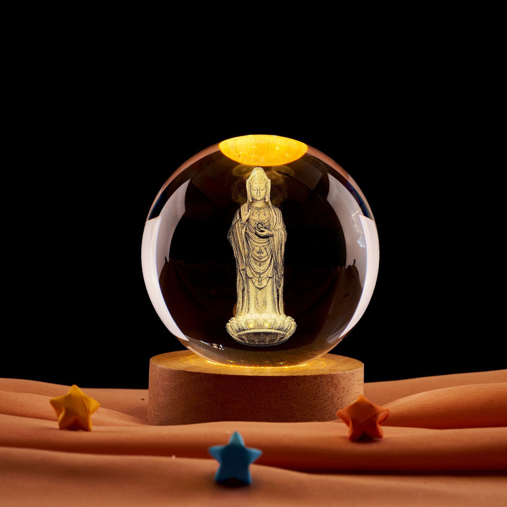 Lámpara de noche de bolas de cristal de loto Zen creativo chino decoración de escritorio decoración del gabinete de entrada decoración del dormitorio regalo