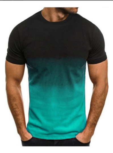 Primavera comercio exterior transfronterizo nuevos hombres europeos y americanos ocio deportes moda 3D degradado manga corta cuello redondo camiseta hombres