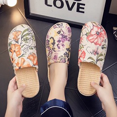 四季包頭亞麻拖鞋居家女春秋季室內家用情侶棉麻布防滑涼拖鞋男