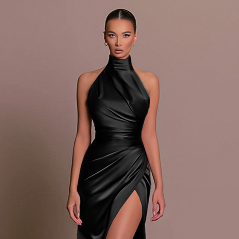Women's Party Dress Elegant Sexy Standing Collar Sleeveless Solid Color Maxi Long Dress Banquet Party display picture 6