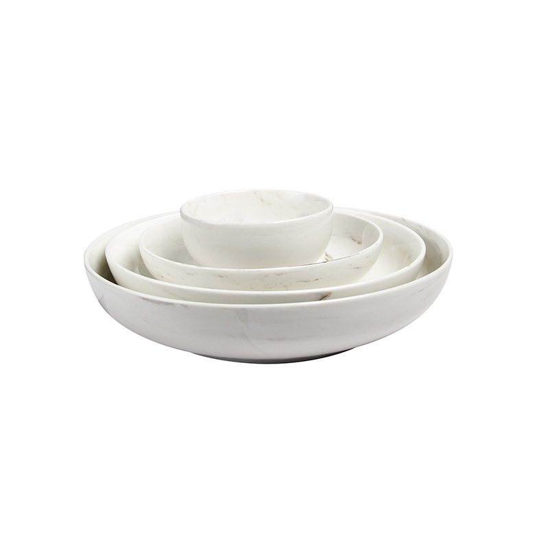 Mármol mármol placa plana Placa de filete Placa de boca baja práctica plato de sopa de 8 pulgadas placa plana de 10 pulgadas