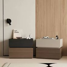 实木颗粒板简约现代轻奢床头柜整装免漆收纳储物柜意式卧室