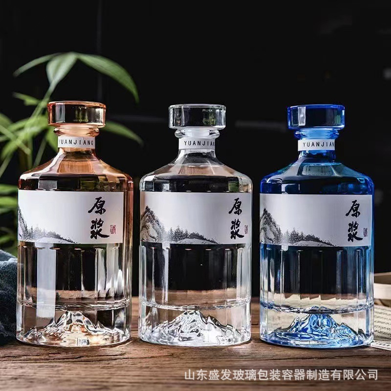 厂家直供500ml透明玻璃酒瓶一斤装密封洋酒酒瓶白酒分装瓶空瓶子