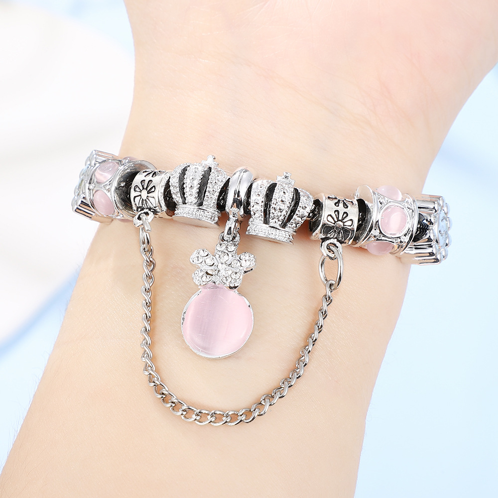 (Cross-border trading), copper bracelet with zircon, children's fashionable accessory, pendant, chain, light luxury style, DIY 2