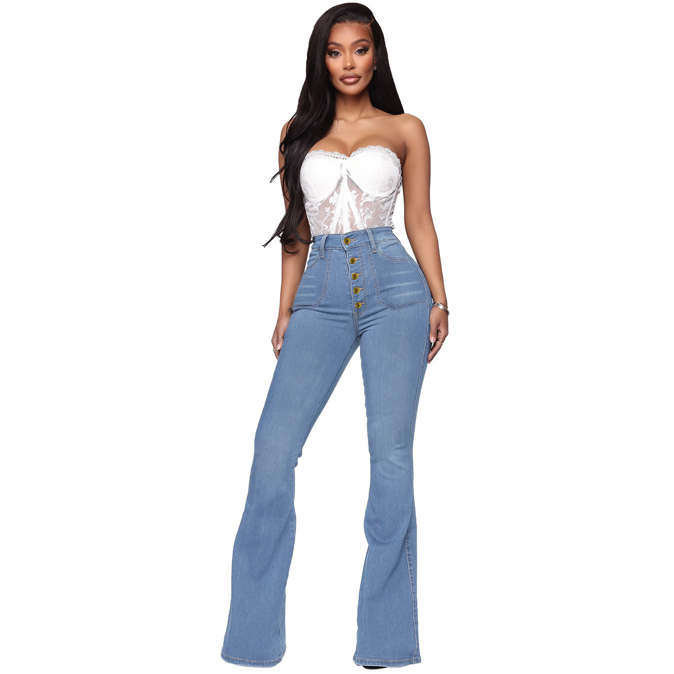 Jeans bootcut de cintura alta NSGYY107737