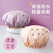 浴帽女双层加厚防水洗澡淋浴干发帽成人洗头帽家用厨房防油烟