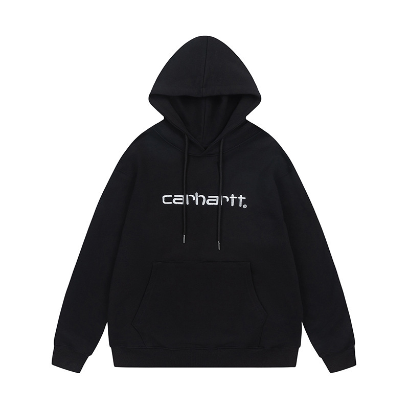 外贸卡哈特经典重工刺绣休闲圆领宽松情侣毛圈Carhartt连帽卫衣男|undefined