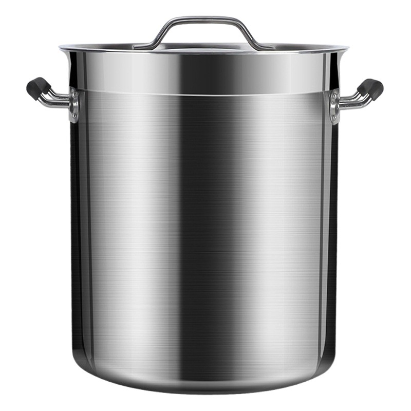 Cubo de sopa engrosada de acero inoxidable grado alimenticio estofado olla de carne olla de salmuera olla de agua hirviendo de gran tamaño para el hogar con tapa olla de sopa comercial