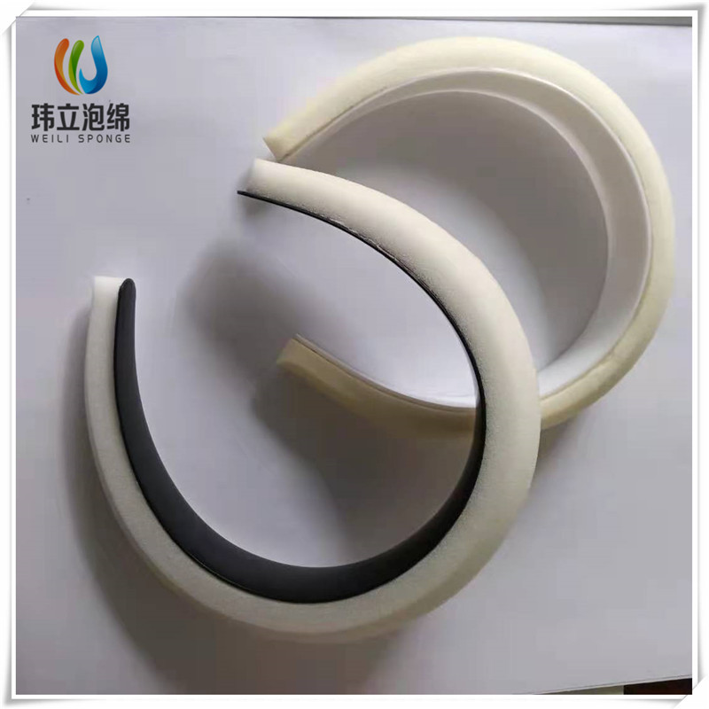 工厂现货海绵发箍泡棉条弧形背胶海绵条填充海绵女士发夹海绵内衬