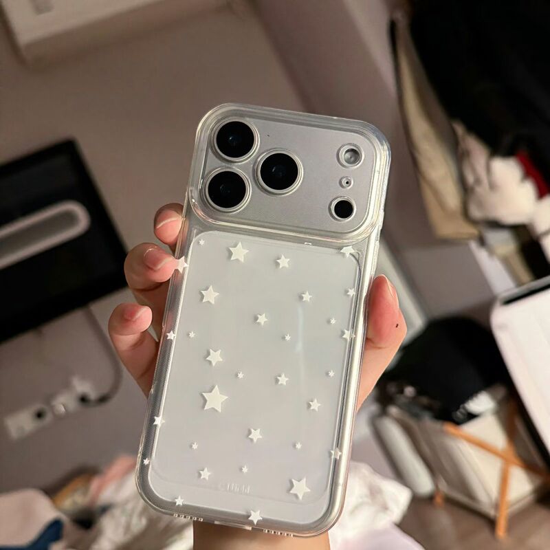 White Star Suitable for Apple 17Promax Mobile Phone Case 14 15 Soft Shell 16Pro Fine Hole 11 Cartoon XS 13