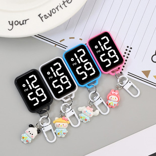 New Square Large Character Cartoon Small Hanging Watch Creative Cute Keychain Pendant Table Digital Student Examination Electronic Clock