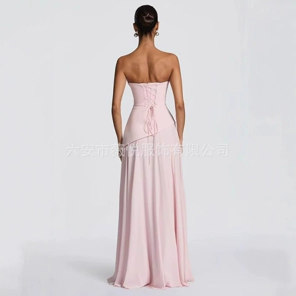 Colored bra top, design fitted evening dress, European style, trend of season, backless