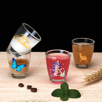 厂家直销家用透明玻璃白酒杯心形杯子弹头工艺礼品杯广告杯定制|ms