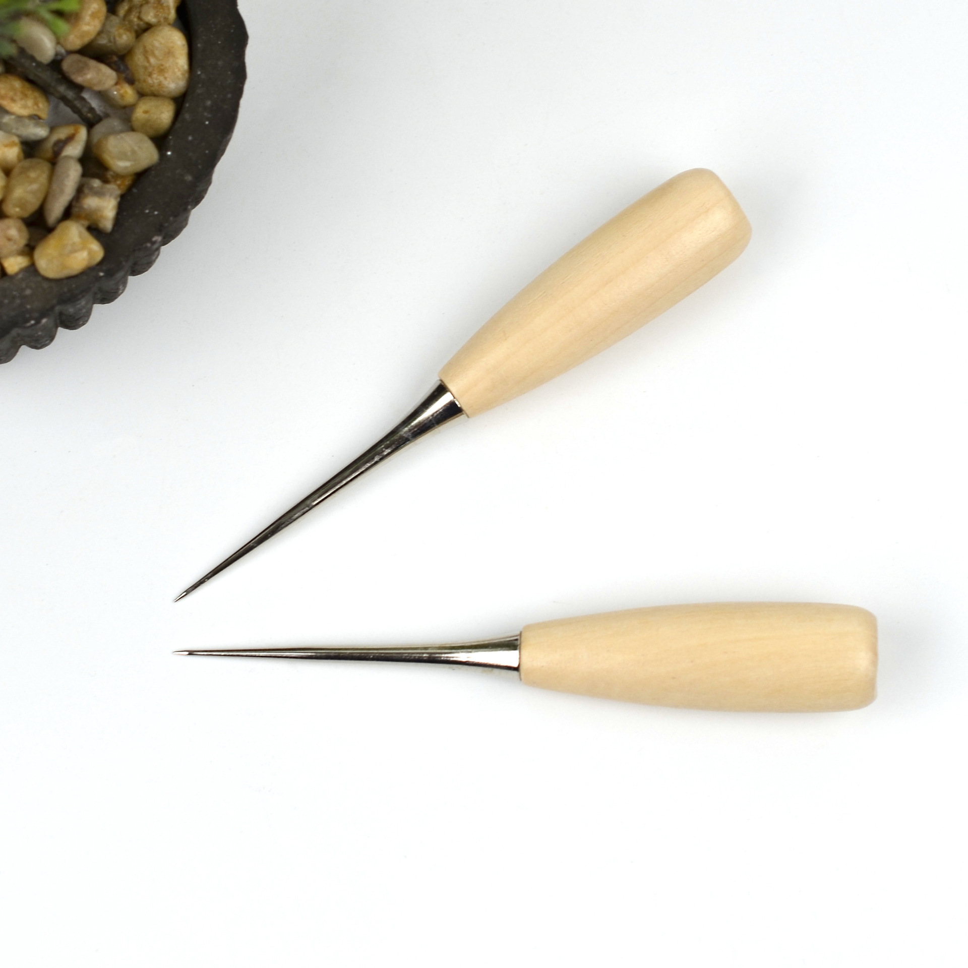 Con punzón de revestimiento, punzón de madera maciza, punzón para accesorios de costura de bricolaje, cuero, tela, punzón de mil piezas, 17g