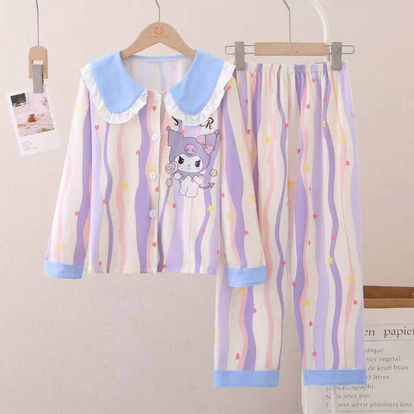 ZP double long baby collar-Q09#Color Stripe Kuromi