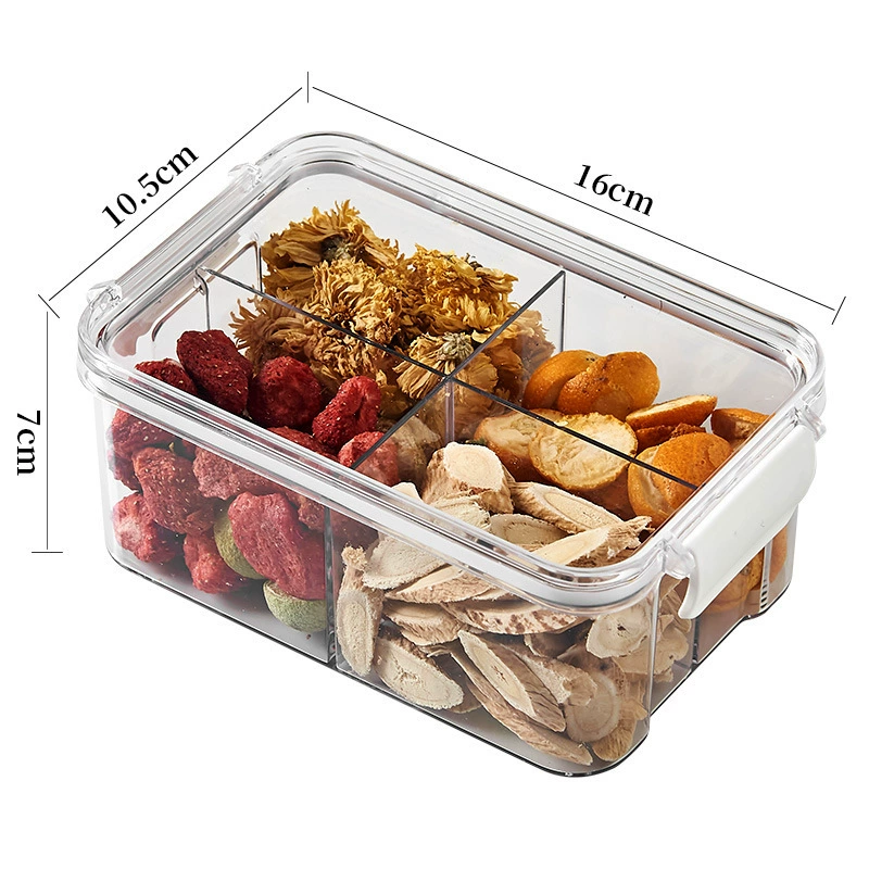Tea Storage Box, Square Multi-Compartment Container, 680–700 ml, Airtight Stackable