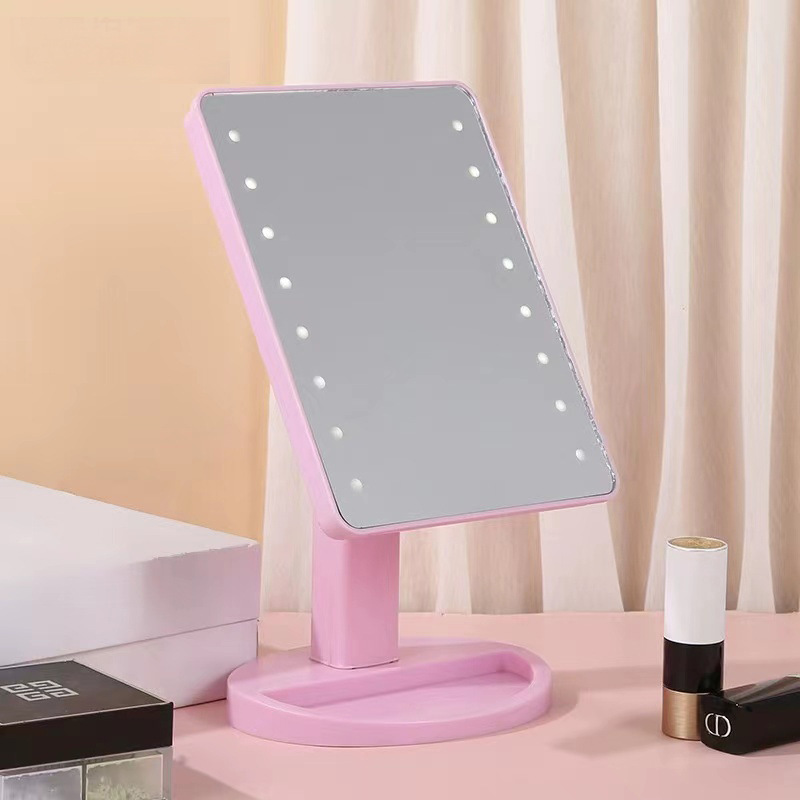 ポータブルプリンセスミラーウォッシュクリーニング化粧鏡ライトタッチスクリーンデスクトップ LED ライトスクエアバニティミラー学生ミラー|undefined