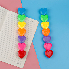 Korean-inspired Instagram-style heart-shaped design 6-color angled fluorescent highlighters with interchangeable heart-shaped markers for doodling, 6-color journaling pens