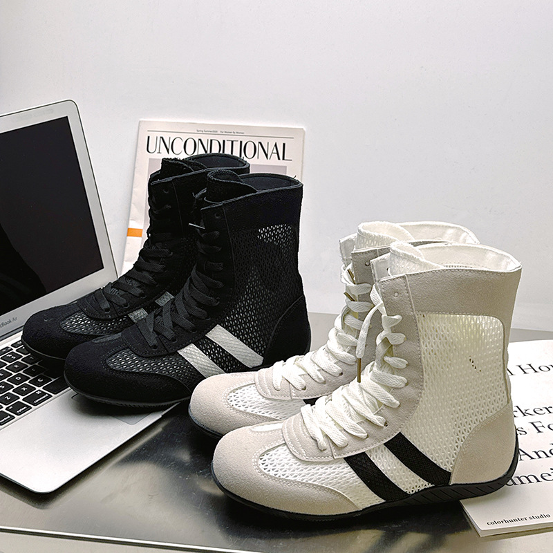 A9922 Fashion Women's Shoes 2025 Summer New Fashion Versatile Lace-Up Lightweight and Comfortable Flats Casual High-Top Shoes