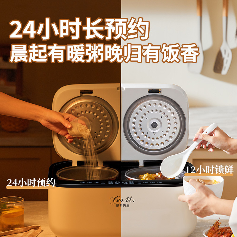 電気炊飯器 3～4人用 ダブル釜 ダブルコントロール 大容量5リットル 家庭用 2～3人用 スマート予約炊飯器|undefined