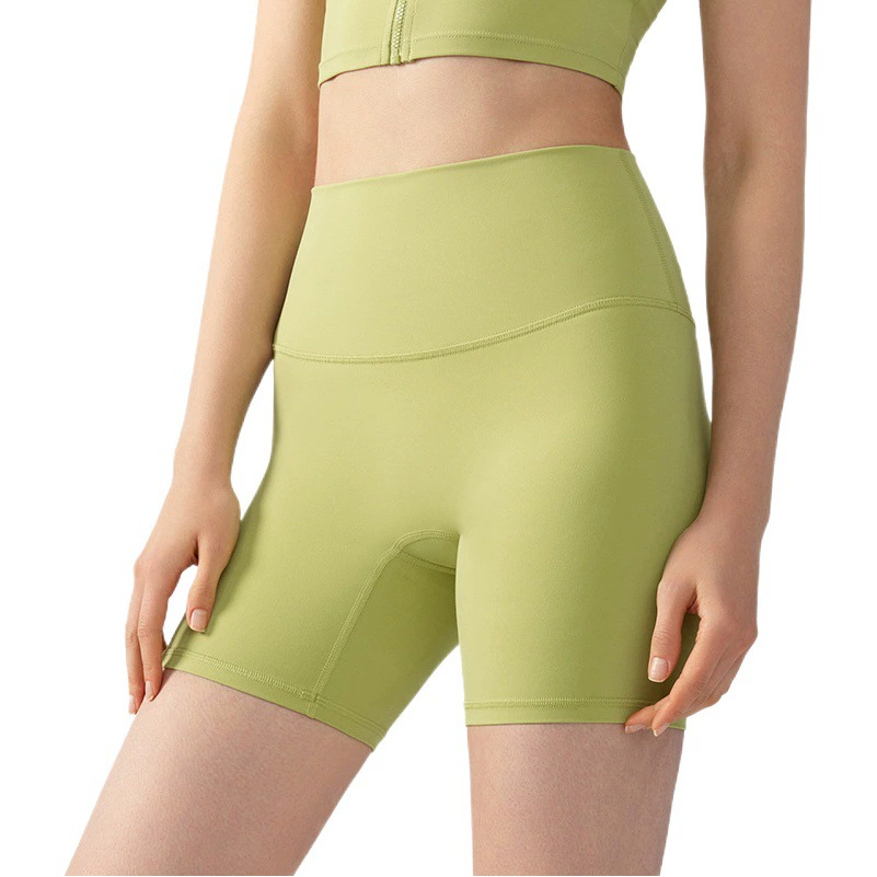 Шорты для йоги телесного цвета из лайкры, женские летние колготки с высокой талией, поднимающие бедра, без смузной линии, высокоэластичные спортивные брюки для фитнеса на четверть