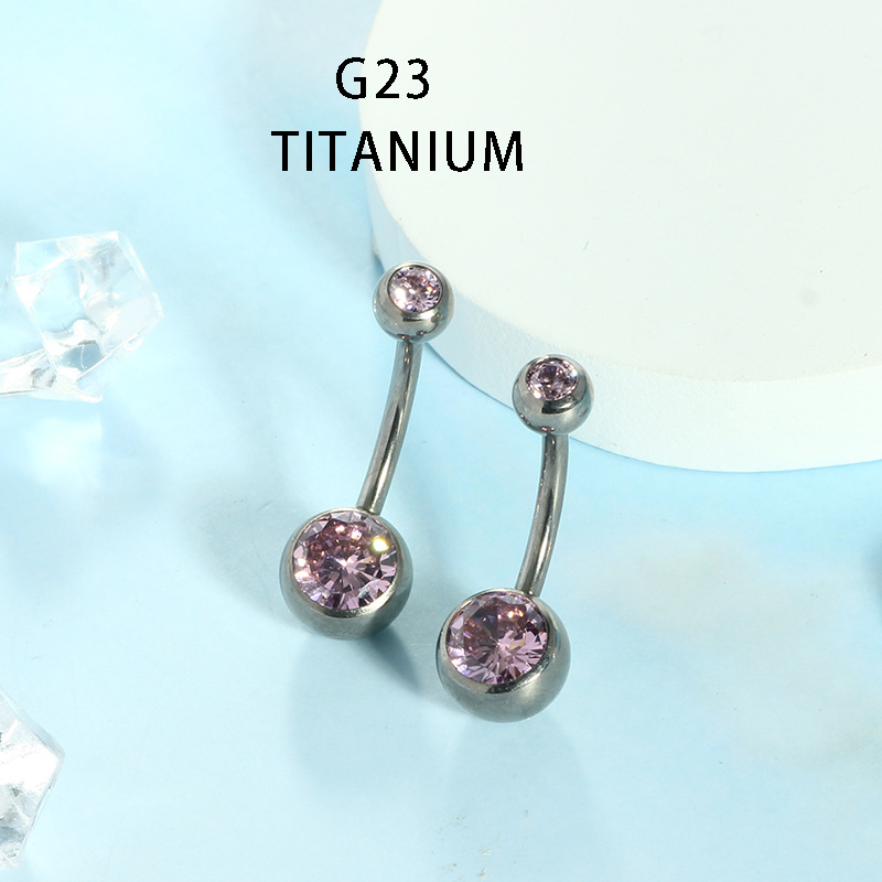 G23 Titanium Navel Ring with Zircon Opal Dangle Ball Belly Button Piercing Jewelry detail image 7