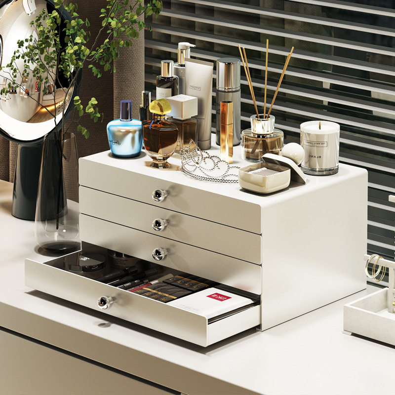 Cosmetic Storage Box High-grade Desktop Skin Care Dust-proof Household Large Capacity Partition Dressing Table Jewelry Storage Rack