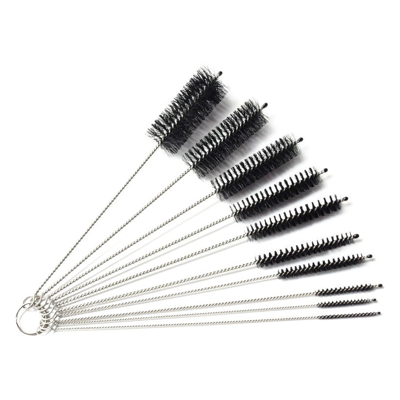 Equipo de tatuaje cepillo de acero inoxidable cepillo de limpieza de nylon pluma de aerosol pistola cepillo de diez piezas traje de cepillo de paja