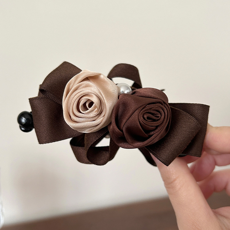 秋季花朵香蕉夹女2025新款发量少竖夹蝴蝶结后脑勺马尾发夹子发卡