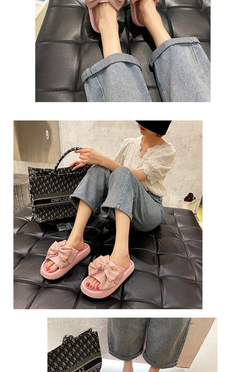 Women's Casual Solid Color Bowknot Open Toe Slides Slippers display picture 1