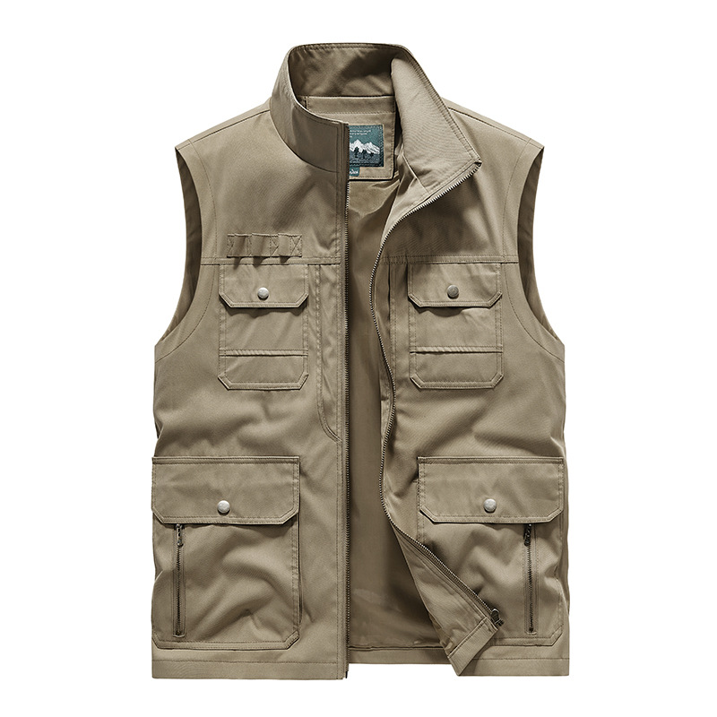 Men's work vest with multiple pockets, suitable for spring and autumn, ideal for outdoor fishing and photography. Also suitable for middle-aged men.