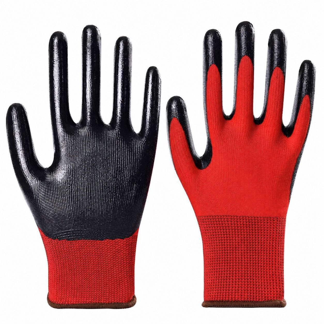 Guantes de nitrilo de nylon resistentes al aceite y resistentes al desgaste guantes de protección laboral respirantes pegamento engrosado guantes Dingqing al por mayor